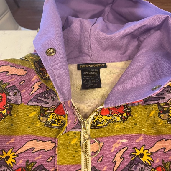 🍓 NWOT!! 🍓 Nooworks Purple and Red strawberry motif Hooded Jacket - Picture 6 of 8